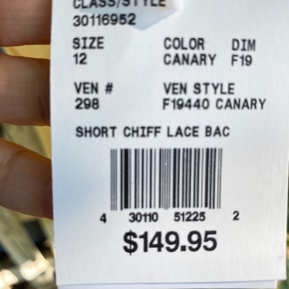 Canary Yellow Chiffon Lace Dress - 12 NWT - Picture 6 of 7